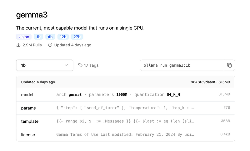 The model I'll use in this example